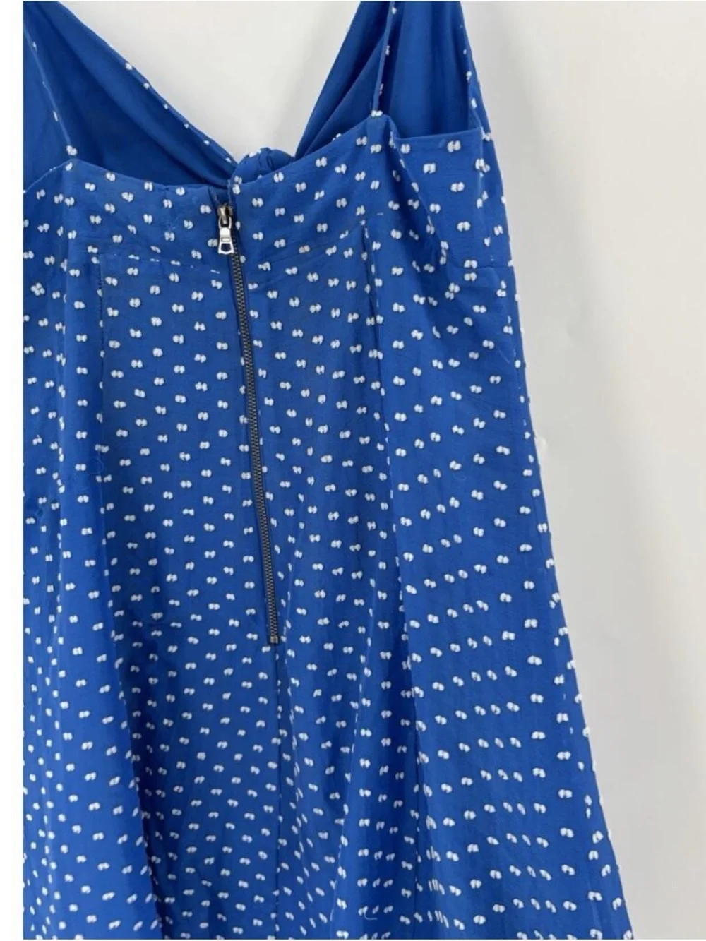 Alice + Olivia Roe Dress Womens 2 Blue White Polka Dot Silk Blend Sleeveless Tie - Picture 7 of 10